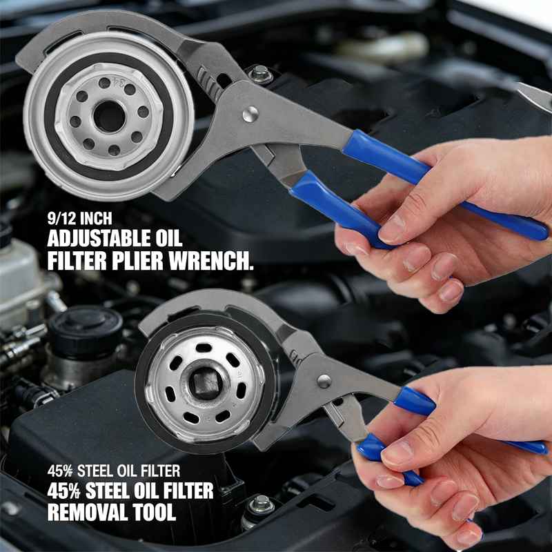 Oil Filter Wrench - 1pc 9/12インチ オイルフィルタープライヤー クランプタイプレンチ 調整可能なハンドツール オイルフィルター